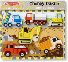 Load image into Gallery viewer, Construction Vehicles Wooden Chunky Puzzle Brain Blacksmith
