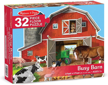 Load image into Gallery viewer, Melissa &amp; Doug Busy Barn Shaped Jumbo Jigsaw Floor Puzzle 32 Pcs, 2 X 3 Feet (2.5 Difficulty) Brain Blacksmith
