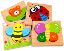 Load image into Gallery viewer, SKYFIELD Wooden Animal Puzzles for Toddlers 4 pcs (1.0 Difficulty) Brain Blacksmith
