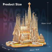 Load image into Gallery viewer, Cubicfun 3D Puzzles 696 Pcs Large LED Sagrada Família Model Brain Blacksmith
