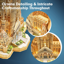 Load image into Gallery viewer, Cubicfun 3D Puzzles 696 Pcs Large LED Sagrada Família Model Brain Blacksmith
