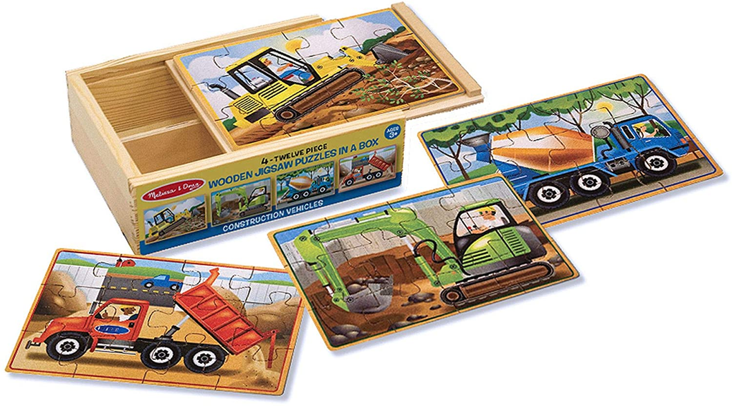 Construction Vehicles 4-In-1 Wooden Jigsaw Puzzles 48 Pcs Brain Blacksmith