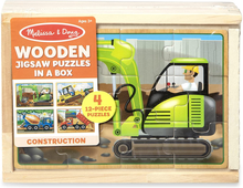 Load image into Gallery viewer, Construction Vehicles 4-In-1 Wooden Jigsaw Puzzles 48 Pcs Brain Blacksmith
