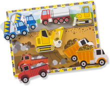 Load image into Gallery viewer, Construction Vehicles Wooden Chunky Puzzle Brain Blacksmith
