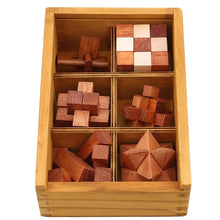 Load image into Gallery viewer, Beautiful Wooden Brain Teasers Box 5PCS (3.5 Difficulty) Brain Blacksmith
